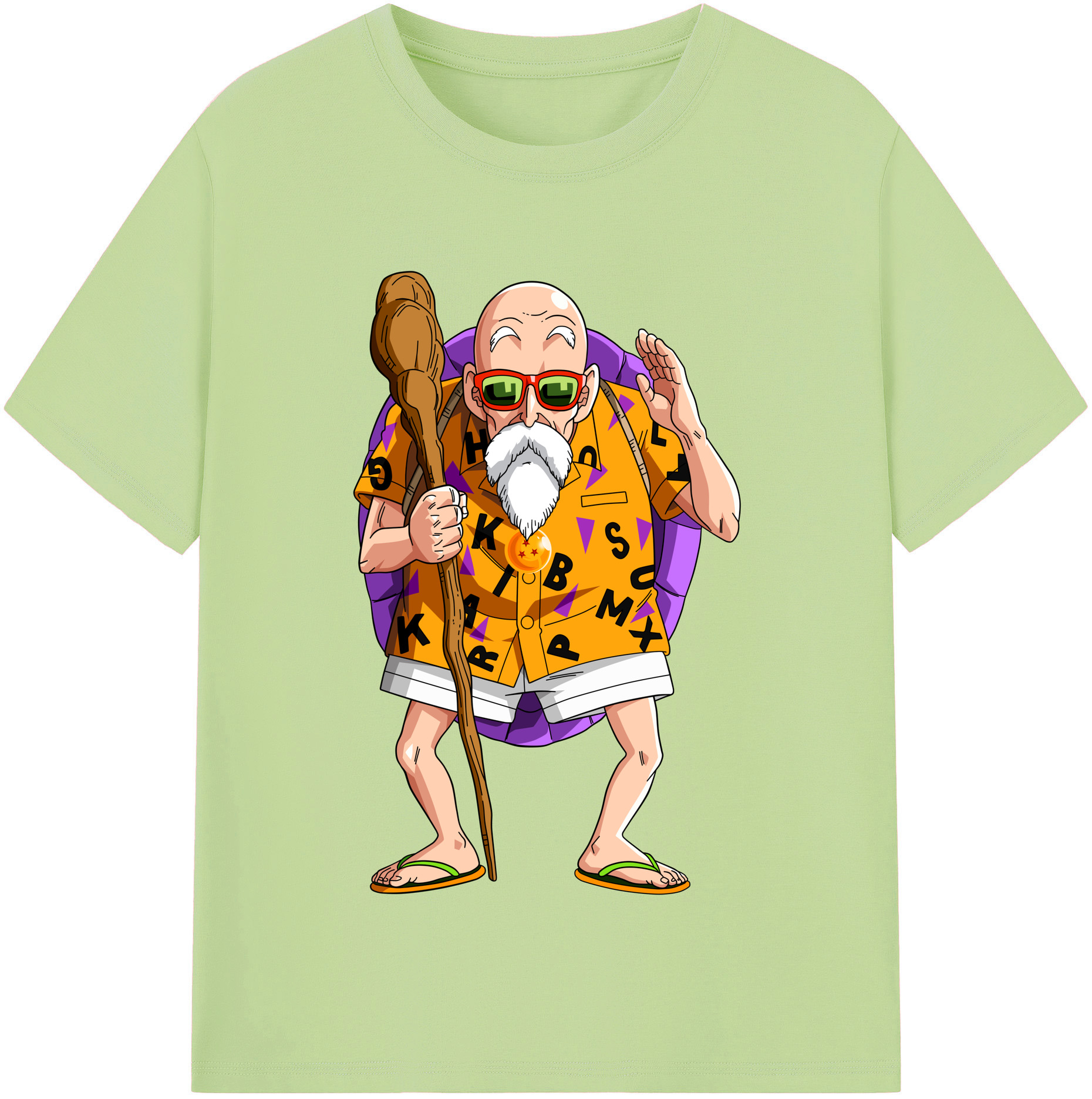 （画像用） ドラゴンボール 亀仙人（かめせんにん） DRAGON BALL Master Roshi Kame Sennin 綿100％半袖Tシャツ（フロントプリント）